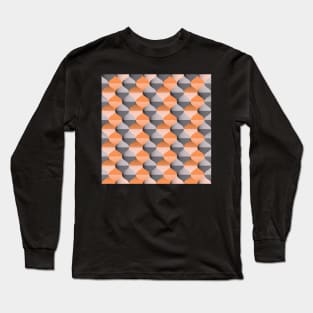 Ogee pattern in sunset orange and warm grey Long Sleeve T-Shirt